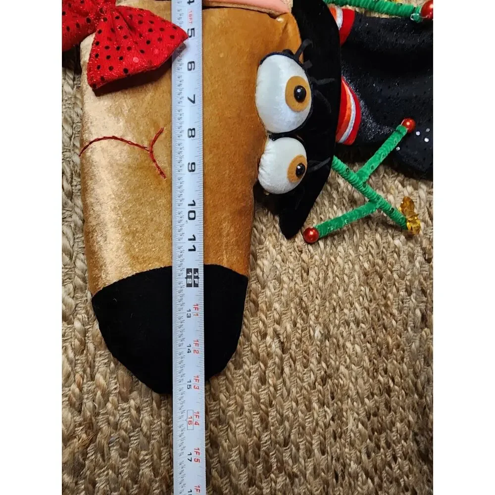 Large 3D Reindeer Christmas Stocking Lined Holiday Decor Eyelashes Sequin 22